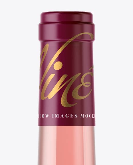 Clear Glass Pink Wine Bottle With Cork Mockup On Yellow Images Object Mockups