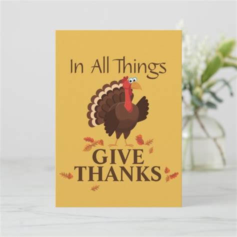 In All Things Give Thanks Turkey Thanksgiving Thank You Card Zazzle