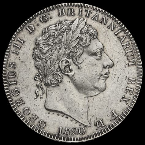 1820 George Iii Milled Silver Lx Crown Gef