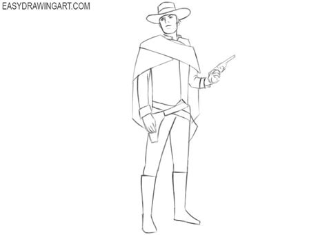 How to Draw a Cowboy Easy | Easy Drawing Art | Cowboy draw, Cowboy hat