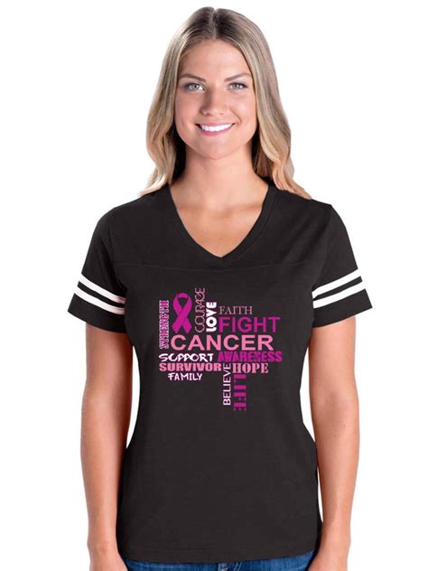 womens fight breast cancer football v neck t shirt