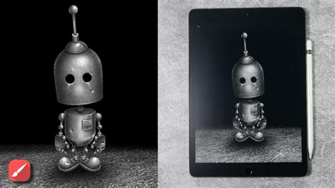Illustration Process Realistic Metal Robot Made In Ipad Using