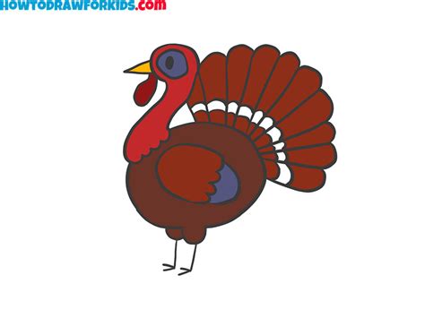 How To Draw A Cartoon Turkey Easy Drawing Tutorial For Kids
