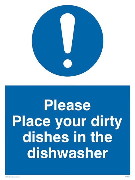 Pack Of Five Please Place Dirty Dishes In Dishwasher Sign 150x200mm