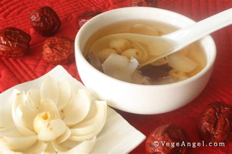 Vegan Recipe Lotus Seed Lily Bulb And Red Date Dessert Soup Vege Angel