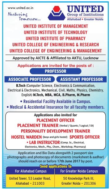 United group of institutions, greater noida (ugi, greater noida), greater noida. United Group of Institutions, Greater Noida Wanted ...