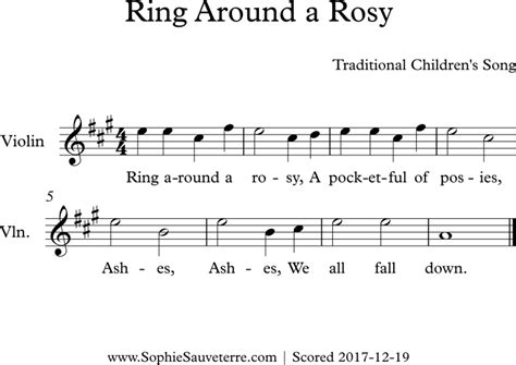 Halloween sheet music for violin. Ring Around a Rosy - Traditional Children's Song - Sheet Music for Very Easy Violin in A Major ...