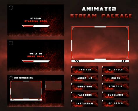 Twitch Animated Overlay Package Ready To Use Fire Smoke Simple