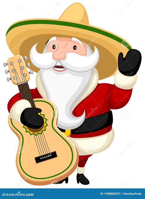 Sombrero Santa Claus With Guitar Stock Vector Illustration Of Mexican