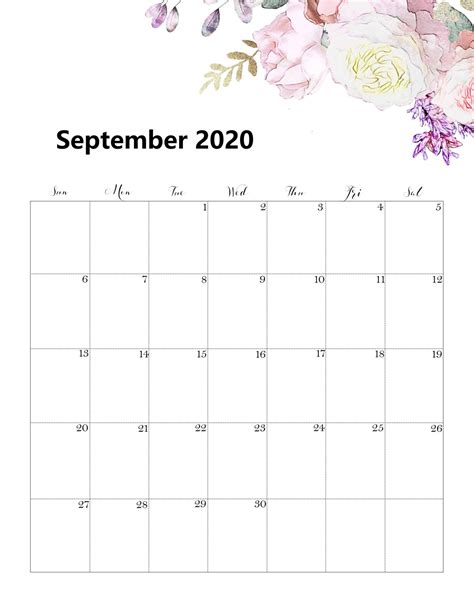 Printable September 2020 Calendar Add Your Upcoming Events