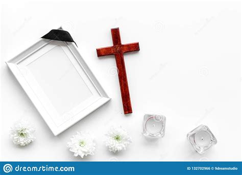 Funeral Mockup Of Portrait Of The Deceased Of Dead Person Stock Photo