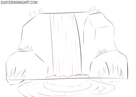 How To Draw A Waterfall Easy Drawing Art