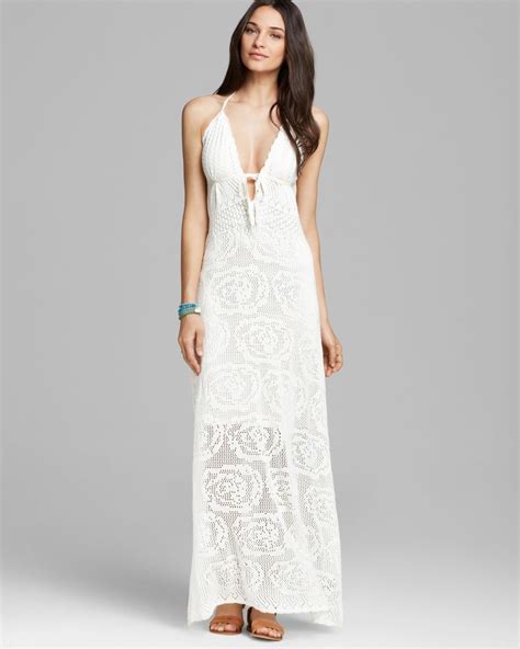 Guess Maxi Dress Lace Crochet In White Lyst