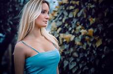 blonde hair wallpaper long cleavage model women girl straight brown woman blue adriano fashion beauty supermodel blond dress bare shoulders