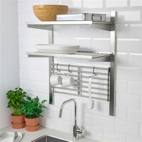 I'm confused about how high the sektion suspension rails should be installed for my new ikea cabinets. KUNGSFORS Suspension rail with shelf/wll grid - stainless ...