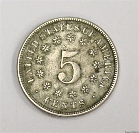 1872 Shield Nickel 5 Cents Original Patina And Problem Free Ef45