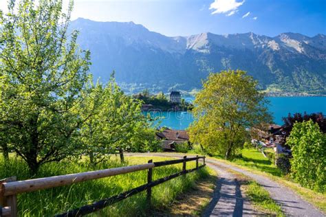 Amazing View On Alpine Village Iseltwald On Lake Brienz In Switzerland