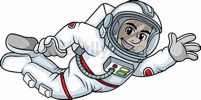 Astronaut Cartoon Space Floating Clipart Drawing Flying