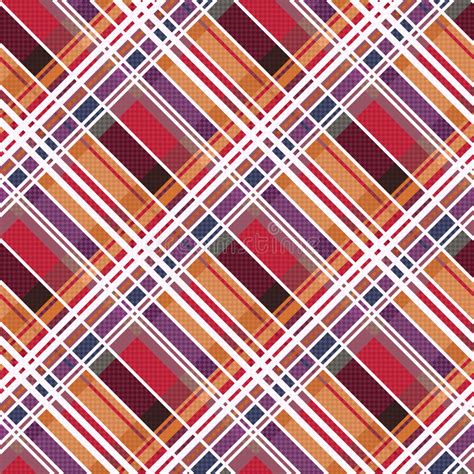 Tartan Seamless Diagonal Texture In Blue Red And Grey Stock Vector