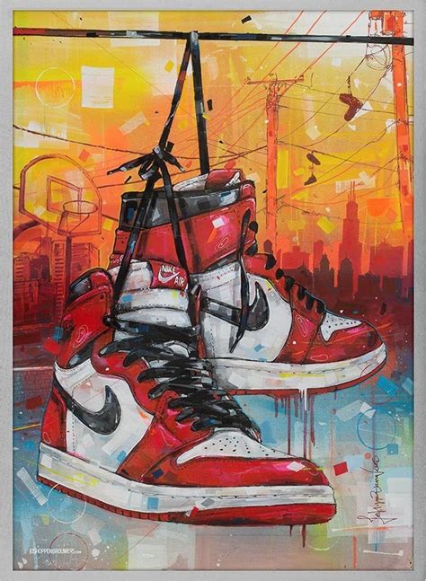 Nike Air Jordan Painting Reproduction 51x71cm Gemälde Realistische