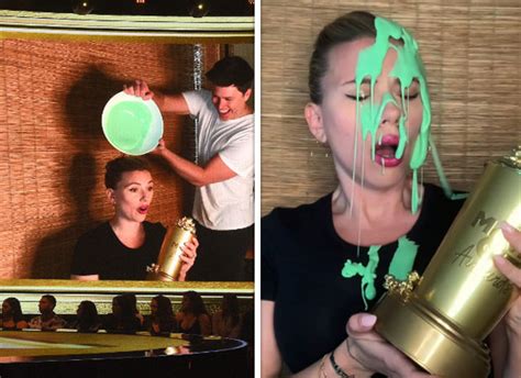 Scarlett Johansson Gets Slimed By Husband Colin Jost While She Receives