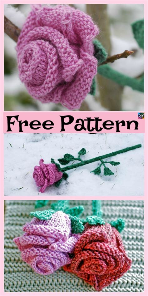 Knit Little Rose Flower For Beginner Free Patterns Diy 4 Ever