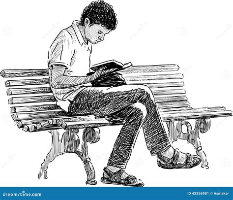 Young Man Reading Stock Vector Image 43356981