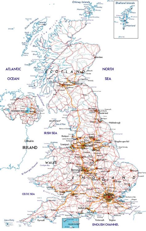 large road map of the united kingdom of great britain and northern printable road maps uk