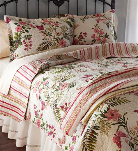 Cottage Chic Butterfly Floral Quilt Set Country Bedroom Decor French