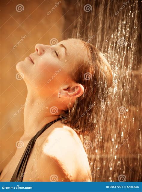 Female Take Shower Outdoors Stock Image Image Of Body Lady