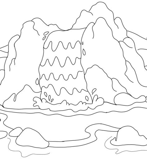 Waterfall Landscape Scene Coloring Page Free Printable Coloring Pages