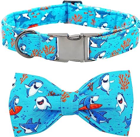 Bobo Rainbow Dog Collar Shark Print Bowtie Dog Collar Boy