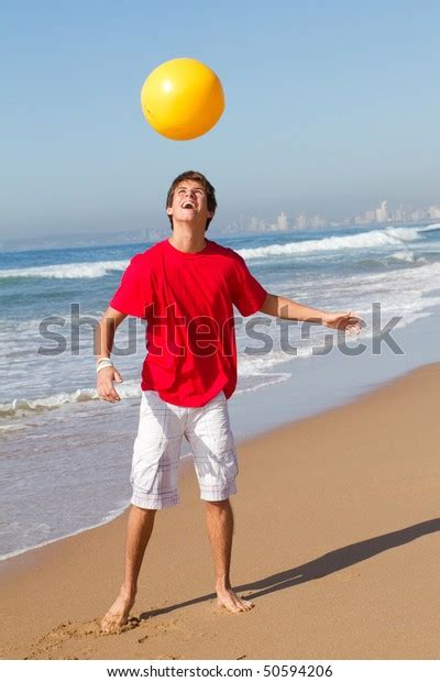 Teen Boy Playing Beach Ball On Stock Photo 50594206 Shutterstock