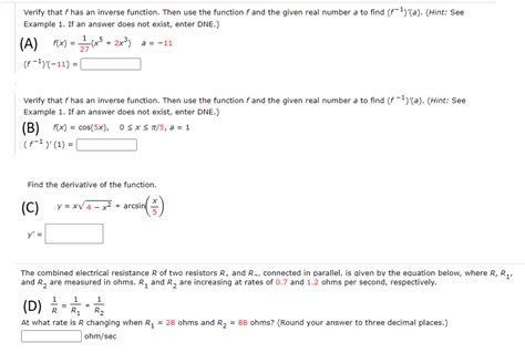 solved verify that f has an inverse function then use the