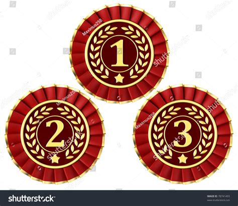 Ribbon Awards First Second Third Place Stock Illustration 78741493