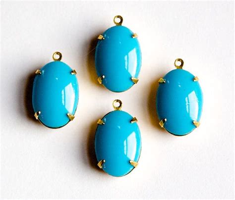 Vintage Opaque Turquoise Blue Stones 1 Loop By Yummytreasures 399