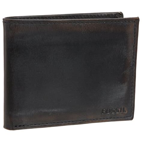Fossil Carson Black Leather Traveler Bifold Wallet Walletnation