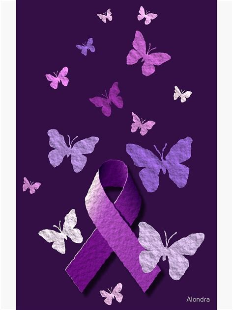 Purple Awareness Ribbon With Butterflies Poster For Sale By Alondra