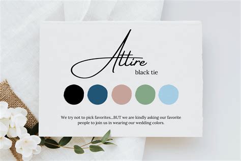 Guest Attire Card Dress Code Card Wedding Color Palette - Etsy UK in