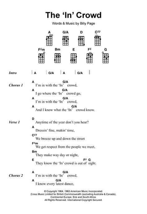 Dobie Gray The In Crowd Sheet Music And Chords For Ukulele Download