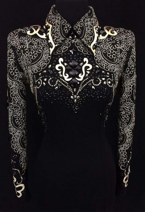 Jet Black And Gold Horsemanship Shirt By Dardar8 Designs Ladies Xs