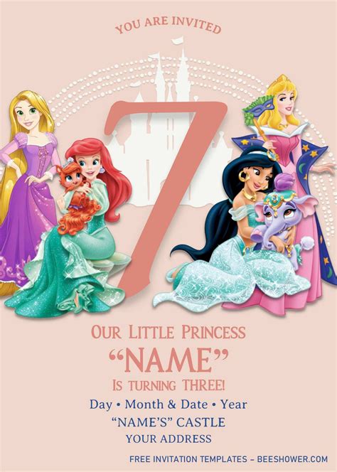 Disney Princess Birthday Invitation Templates Editable With Ms Word