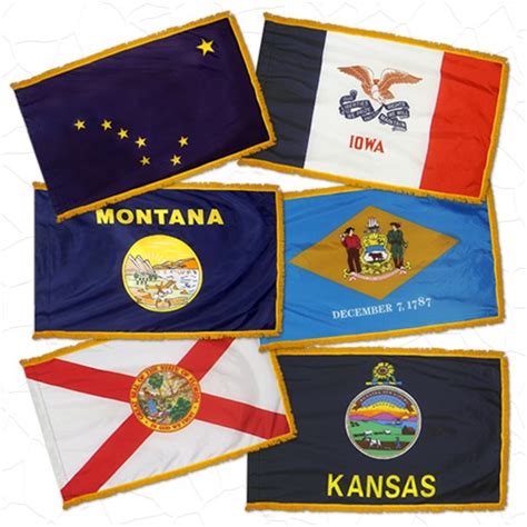 50 States Flags Set 3 X 5 Ft Indoor Display Parade With Gold Fringe
