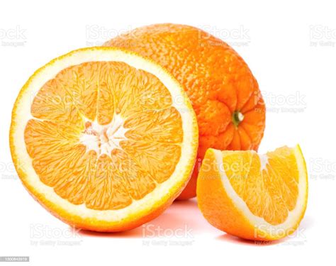 Whole Orange Fruit And His Segments Isolated On White Background Cutout