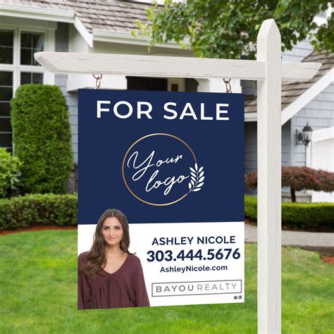 For Sale Sign 18x24 Navy Canva Real Estate For Sale Sign Etsy