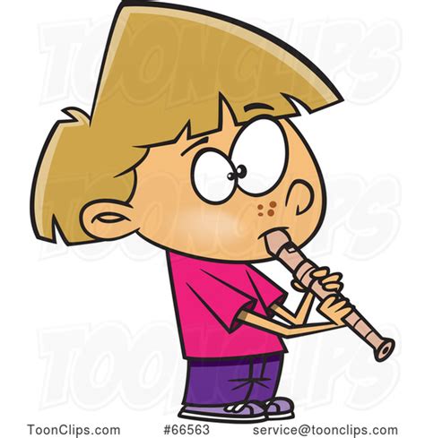 Cartoon Girl Playing A Recorder 66563 By Ron Leishman