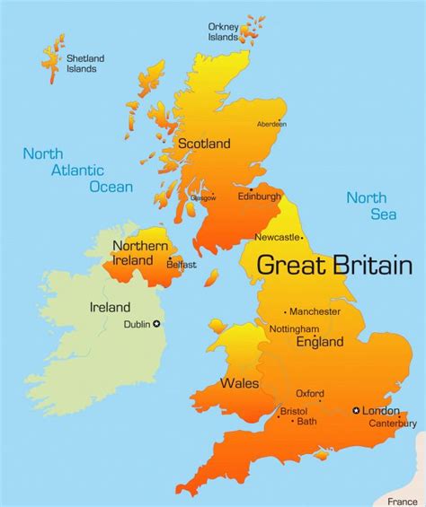 Die insel großbritannien liegt im atlantischen ozean, zwischen der irischen see und dem nordatlantik im westen, der nordsee im osten und dem ärmelkanal im südosten, an der nordwestlichen küste des europäischen kontinents. 17+ best images about Royaume-Uni- The United Kingdom on ...