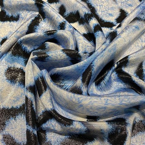Turquoise panther print silk lamé fabric Tissus en Ligne