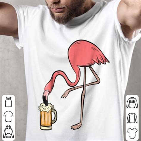 Flamingo Drinking Beer Pink Flamingo Shirt