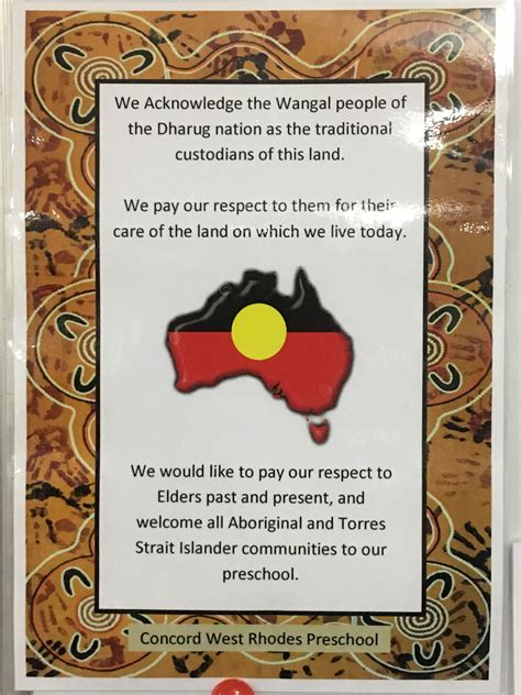 Acknowledgement Of Country At Concord West Rhodes Preschool Early
